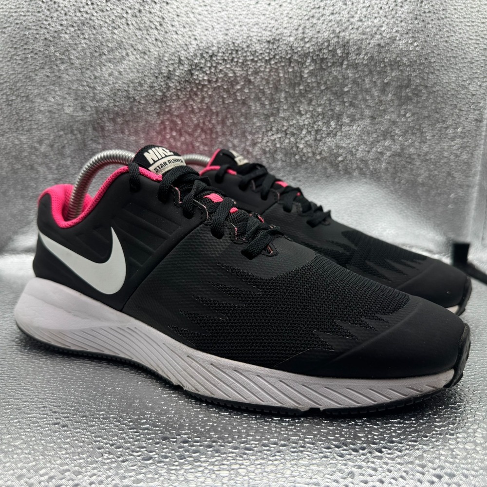 Size 7Y Nike Star Runner GS Black Hyper Pink Kids Running Shoes 907257-001